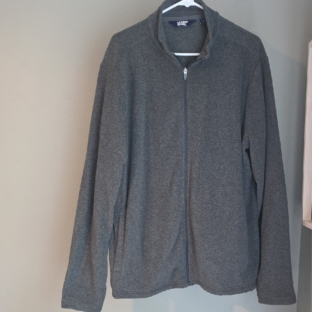 Lands' End Men's Gray Zip-Up Fleec Jacket Size Large
